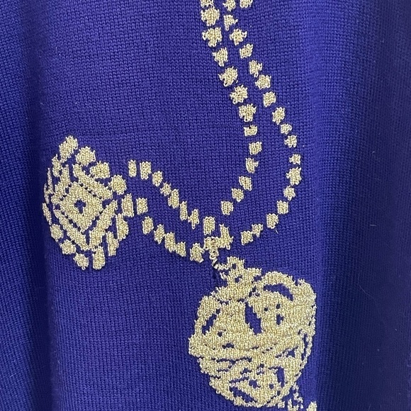 Escada by Margaretha Ley Vintage Purple Wool Sweater w/ Gold Embroidery Size 38 - Picture 10 of 15